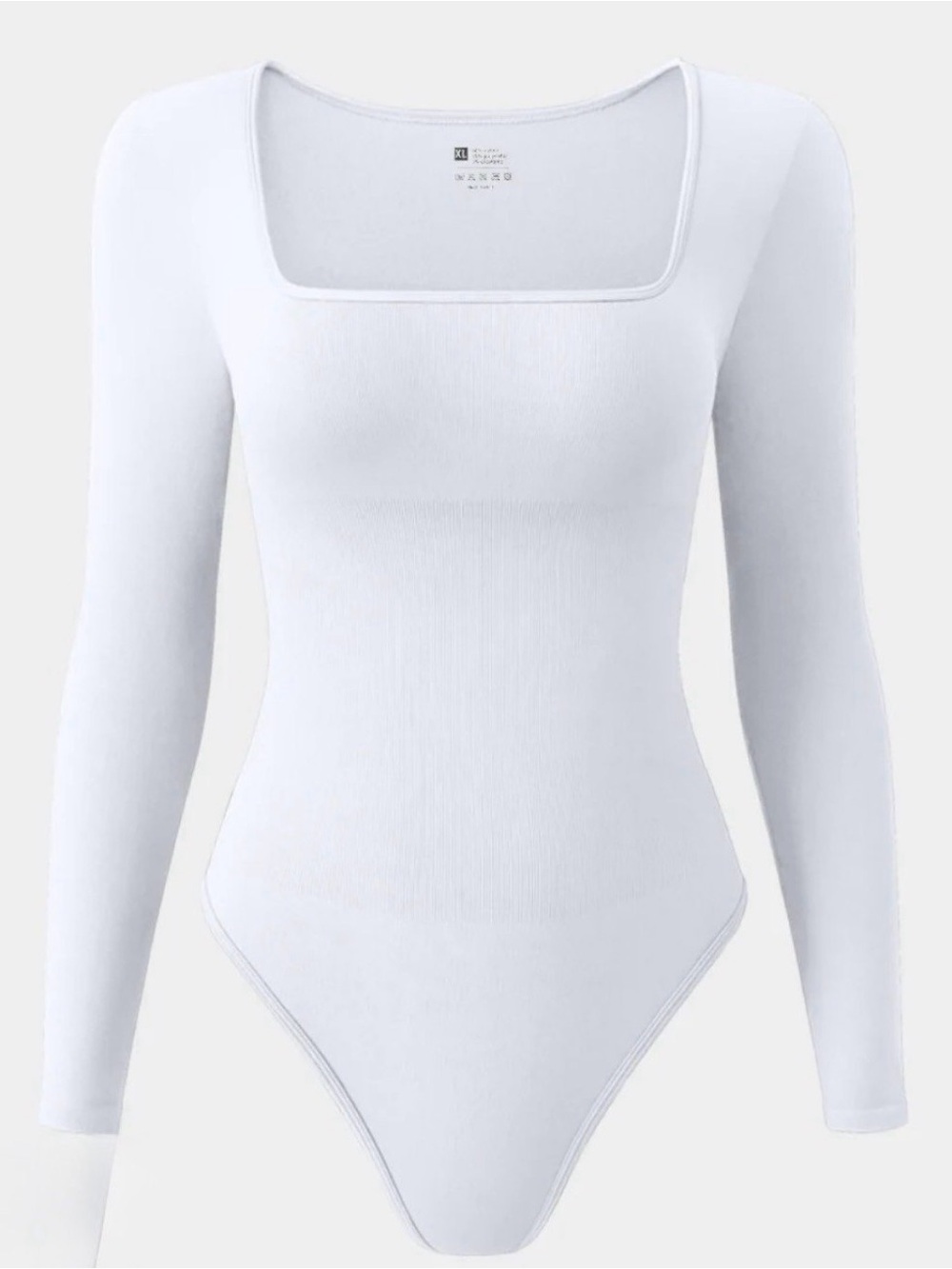 White Long-Sleeve Square Neck Bodysuit - Women
